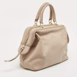 Aigner Taupe Leather Frame Satchel