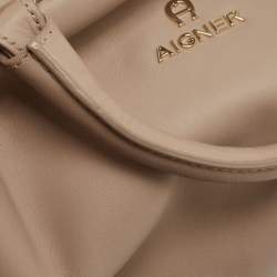 Aigner Taupe Leather Frame Satchel