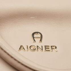 Aigner Taupe Leather Frame Satchel