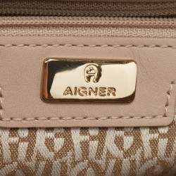Aigner Taupe Leather Frame Satchel