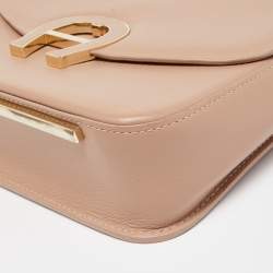 Aigner Nude Leather Logo Flap Top Handle Bag