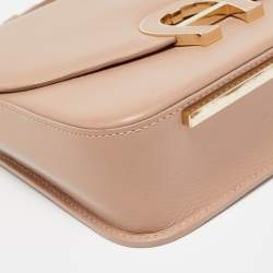 Aigner Nude Leather Logo Flap Top Handle Bag