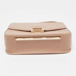 Aigner Nude Leather Logo Flap Top Handle Bag