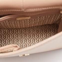 Aigner Nude Leather Logo Flap Top Handle Bag