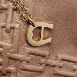 Aigner Mauve Embossed Leather Logo Charm Satchel