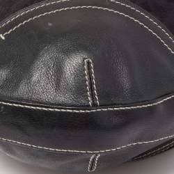 Pre Owned Aigner Black Signature Canvas and Leather Zip Hobo