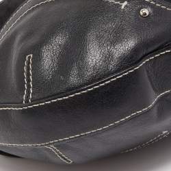 Pre Owned Aigner Black Signature Canvas and Leather Zip Hobo