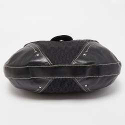 Pre Owned Aigner Black Signature Canvas and Leather Zip Hobo