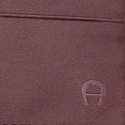 Pre Owned Aigner Burgundy Leather Card Holder