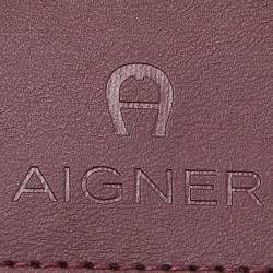 Pre Owned Aigner Burgundy Leather Card Holder