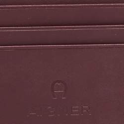 Pre Owned Aigner Burgundy Leather Card Holder