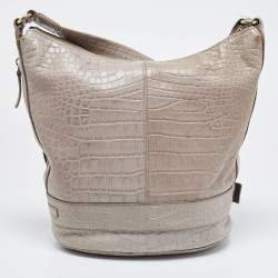 Aigner Grey Croc Embossed Leather Hobo