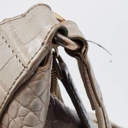 Aigner Grey Croc Embossed Leather Hobo