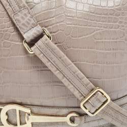 Aigner Grey Croc Embossed Leather Hobo
