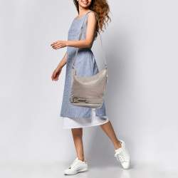 Aigner Grey Croc Embossed Leather Hobo