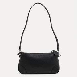 Aigner Black Leather Buckle Baguette Bag