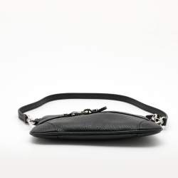 Aigner Black Leather Buckle Baguette Bag