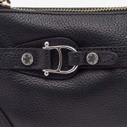 Aigner Black Leather Buckle Baguette Bag