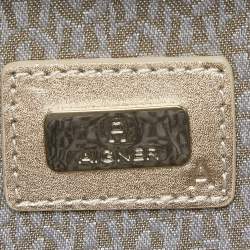 Pre Owned Aigner Gold Embossed Leather Box Clutch