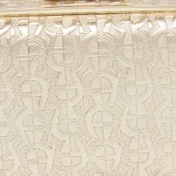 Pre Owned Aigner Gold Embossed Leather Box Clutch