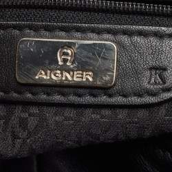 Pre Owned Aigner Black Leather Hobo