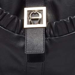 Pre Owned Aigner Black Leather Hobo