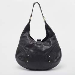 Pre Owned Aigner Black Leather Hobo