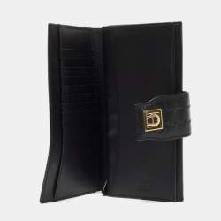 Aigner Black Leather Logo Continental Wallet