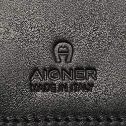 Aigner Black Leather Logo Continental Wallet