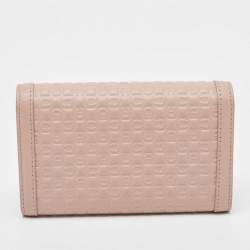 Pre Owned Aigner Pink Logo Embossed Leather Compact Wallet