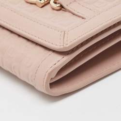 Pre Owned Aigner Pink Logo Embossed Leather Compact Wallet
