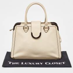 Aigner Light Beige Leather Frame Satchel