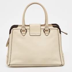 Aigner Light Beige Leather Frame Satchel