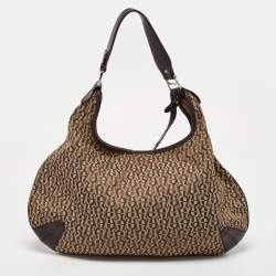 Aigner Beige/Brown Signature Canvas and Leather Hobo