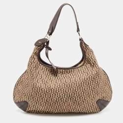 Aigner Beige/Brown Signature Canvas and Leather Hobo