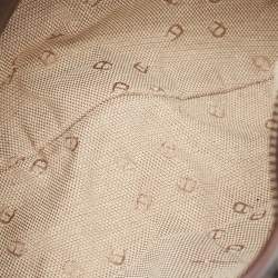 Aigner Dark Brown Monogram Canvas and Leather Buckle Flap Hobo