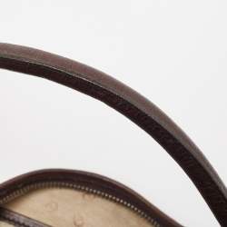Aigner Dark Brown Monogram Canvas and Leather Buckle Flap Hobo