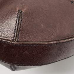 Aigner Dark Brown Monogram Canvas and Leather Buckle Flap Hobo