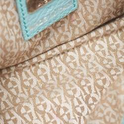 Pre Owned Aigner Turquoise Leather Micro Cybill Crossbody Bag