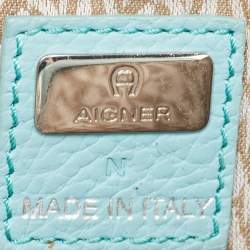 Pre Owned Aigner Turquoise Leather Micro Cybill Crossbody Bag