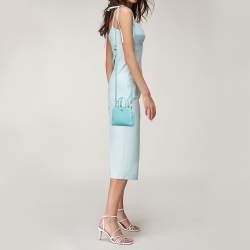 Pre Owned Aigner Turquoise Leather Micro Cybill Crossbody Bag