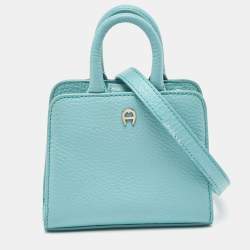 Pre Owned Aigner Turquoise Leather Micro Cybill Crossbody Bag