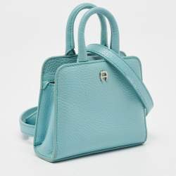 Pre Owned Aigner Turquoise Leather Micro Cybill Crossbody Bag