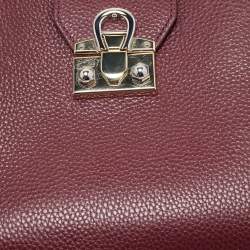 Pre Owned Aigner Burgundy Leather Mina Tote