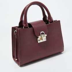 Pre Owned Aigner Burgundy Leather Mina Tote