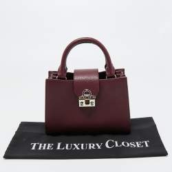 Pre Owned Aigner Burgundy Leather Mina Tote