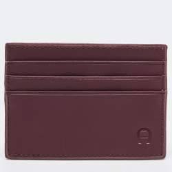 Pre Owned Aigner Burgundy Leather Card Holder