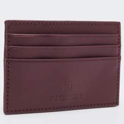 Pre Owned Aigner Burgundy Leather Card Holder