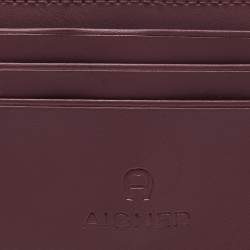 Pre Owned Aigner Burgundy Leather Card Holder