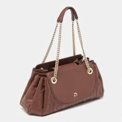 Pre Owned Aigner Brown Quilted Leather Chain Shoulder Bag